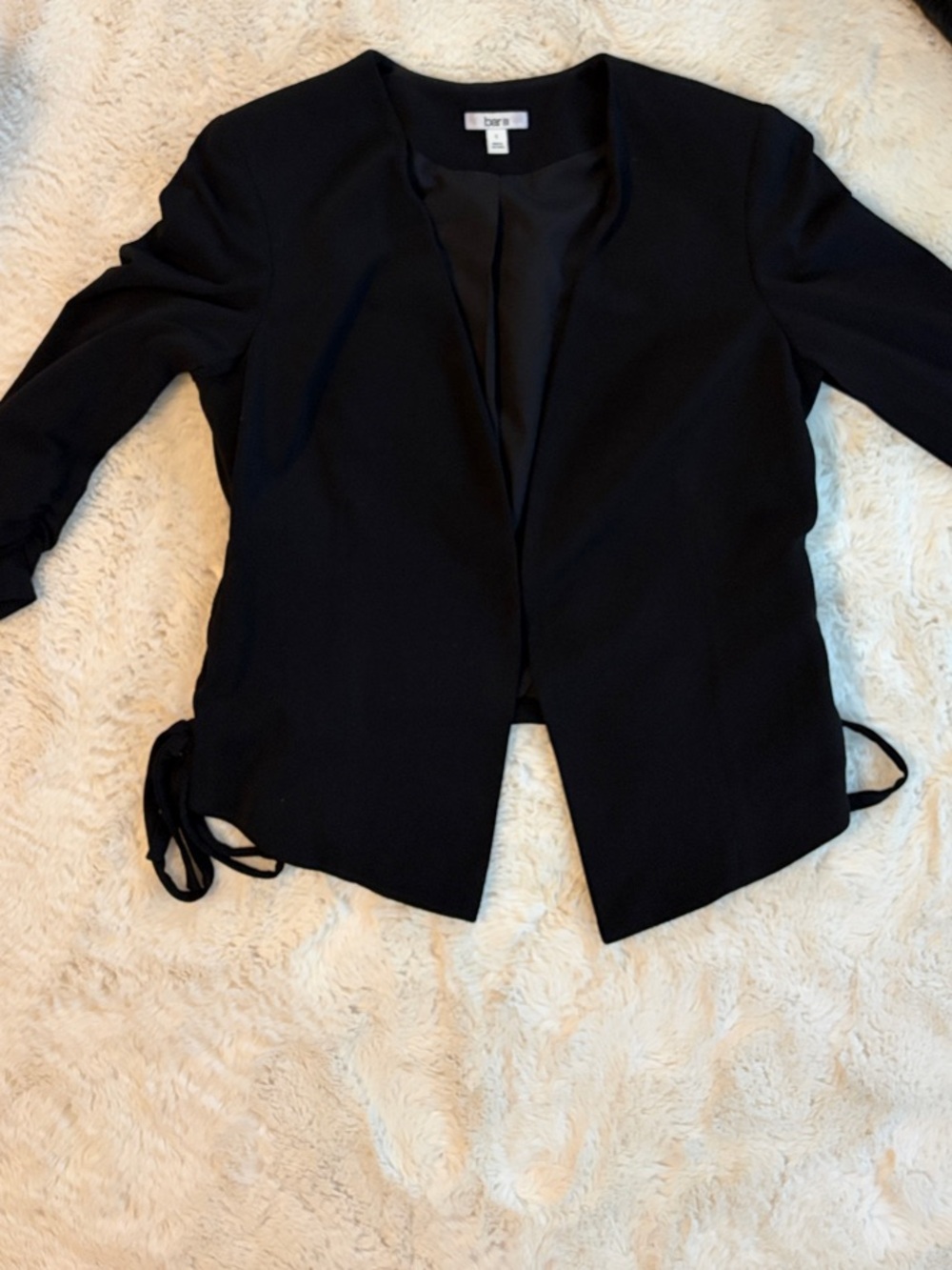 Bar III Black Open-Front Tie-Waist Blazer